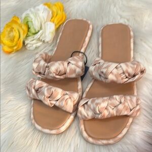 Braided Beige & Cream Women's Sandals Slip On Slides Flats Sz 8.5 NEW!